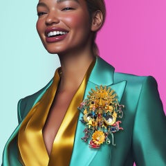 Lunch at the Ritz Zodiac Sun Pin 22k Gold plattiert Astrologie Brosche Designer Esme