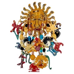 Lunch At The Ritz Zodiac Sun Pin 22k Gold Plated Astrology Brooch Designer Esme