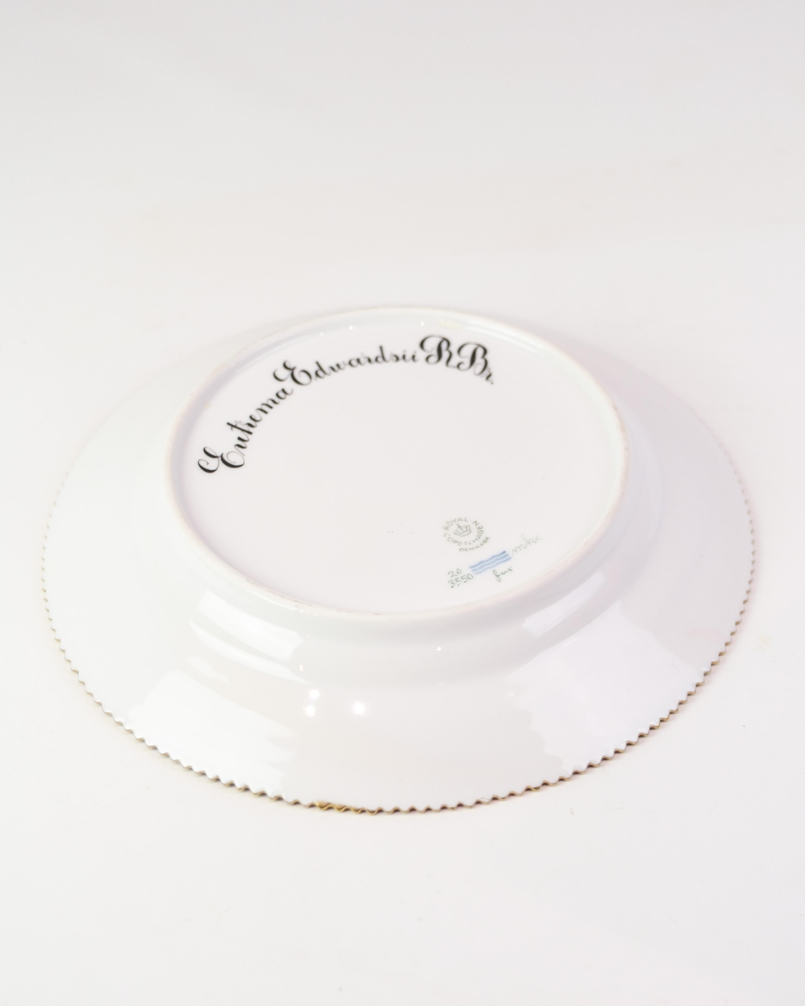 Porcelain Lunch Plate Decoration No. 20/3550 Flora Danica By Royal Copenhagen From 1960s For Sale