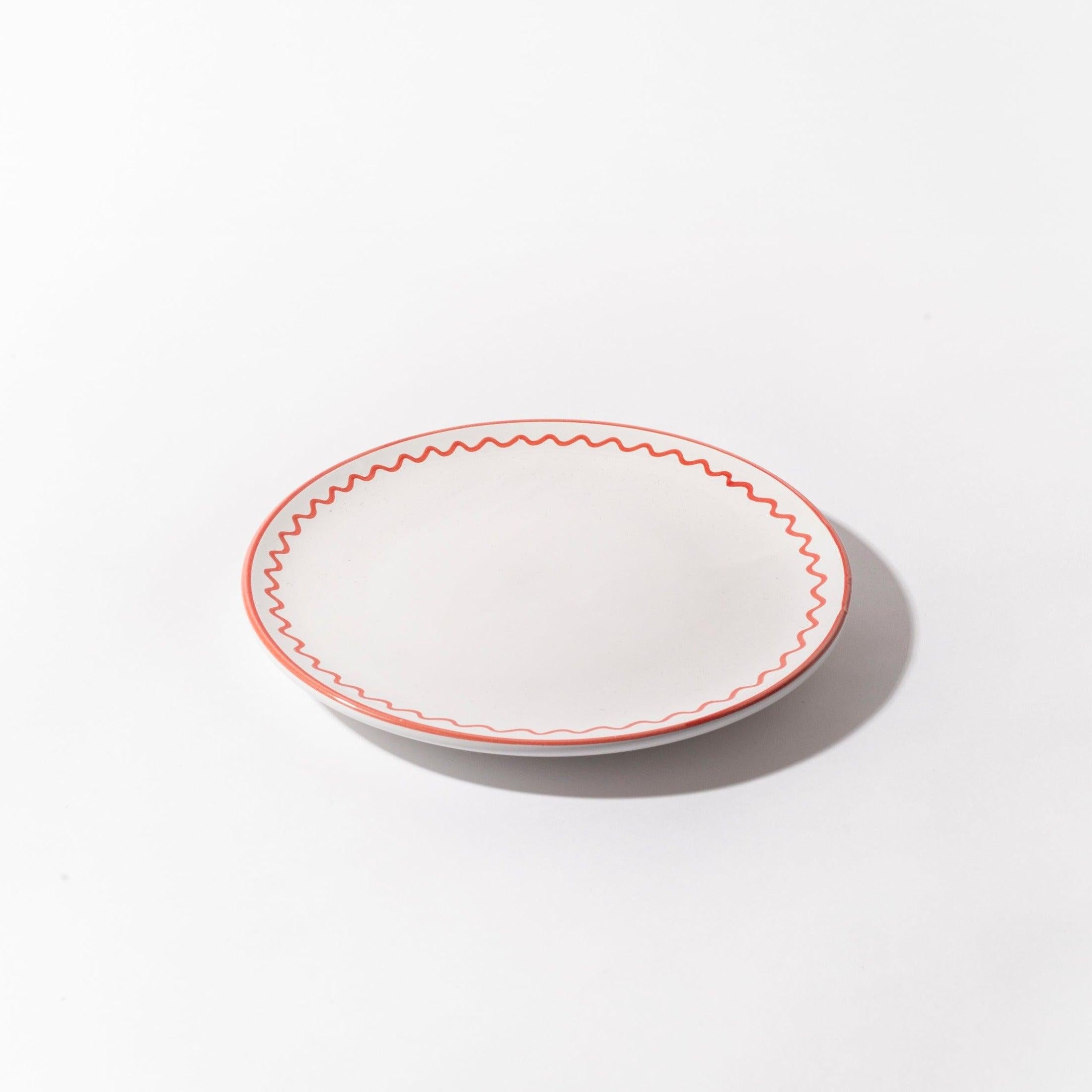Lunch Plate, Lobster Red Zigzag Jore Copenhagen In New Condition For Sale In København N, DK