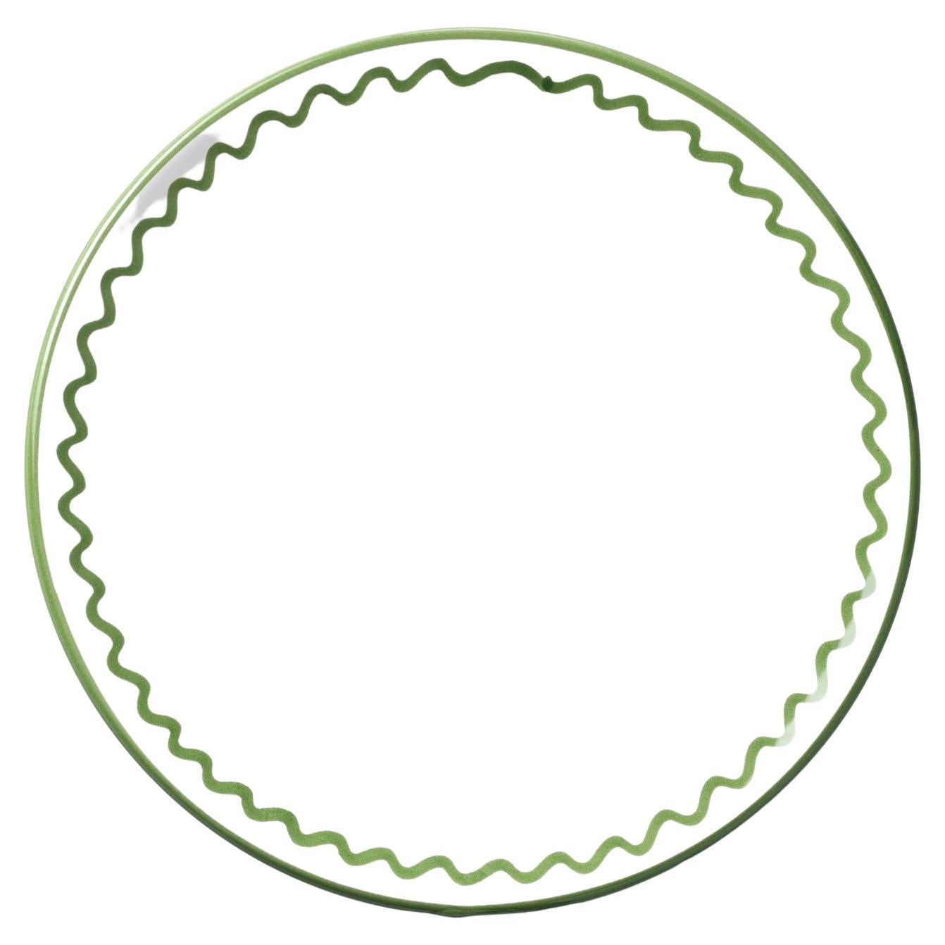Lunch Plate, Royal Olive Green Zigzag Jore Copenhagen For Sale