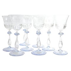 8 Salviati Weinkelch Stiele mit Gravur aus venezianischem / Murano Glas