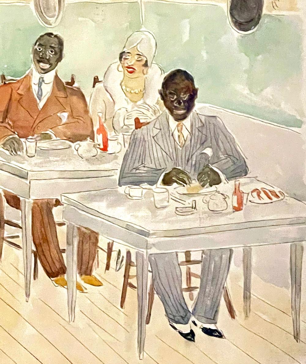 Full of energy and elegance, this genre scene of African Americans eating and chatting in a 1920s lunchroom -- dressed to the nines in furs, fashionable hats and wide-lapeled suits -- was painted by Julius Bloch, a Philadelphia artist who depicted