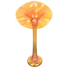 Lundberg Studios Jack in the Pulpit Große Blume Form schillernde Kunst Glas Vase