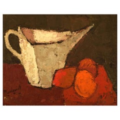 Lundqvist, Swedish Painter, Modernist Still Life, Oil on Board, 1960s
