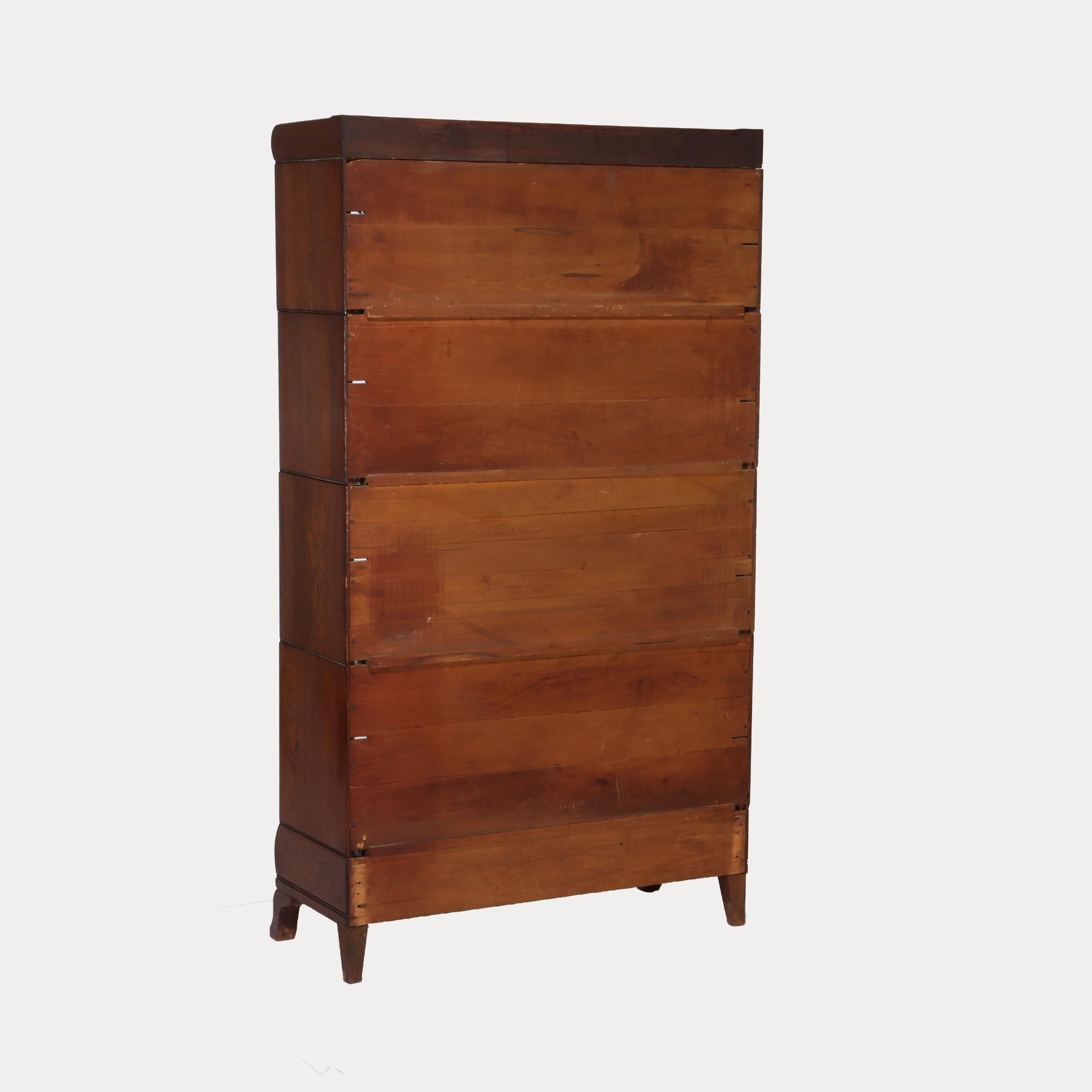 Lundstrom Arts & Crafts Mission Oak & Leaded Glass Barrister Bookcase C1920 For Sale 5