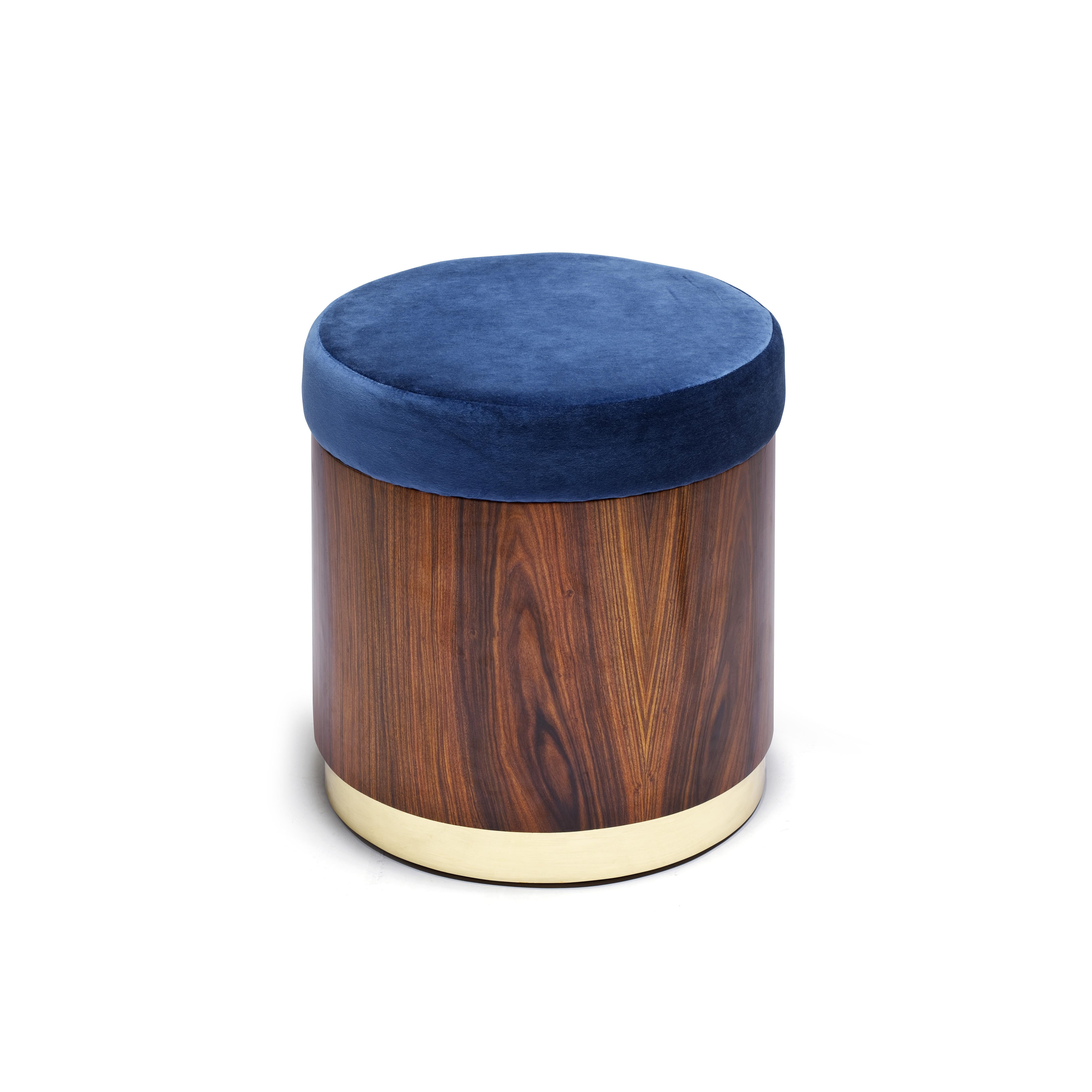 Portuguese Lune A Stool, in Ironwood and Polished Brass, Handcrafted in Portugal by Duistt For Sale