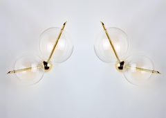 Lune Duo Contemporary Couple of Sconces / Wall Lights Polished Brass Blown Glass