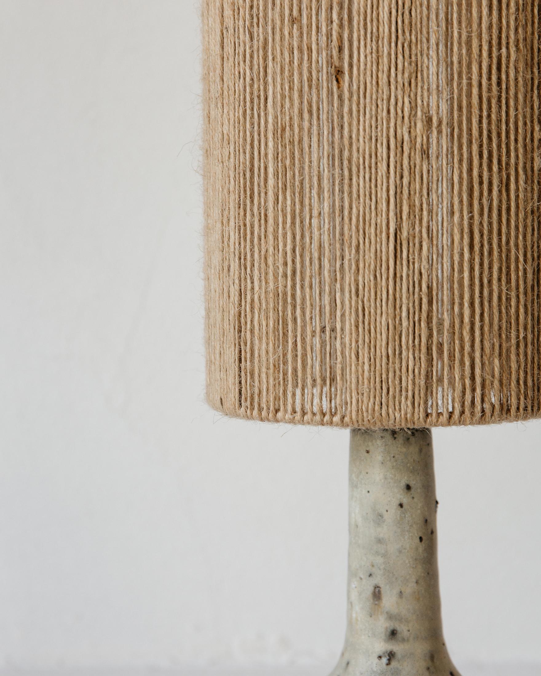 Post-Modern Lune Matte Speckled Grey Ceramic Table Lamp by Grès Éditions For Sale