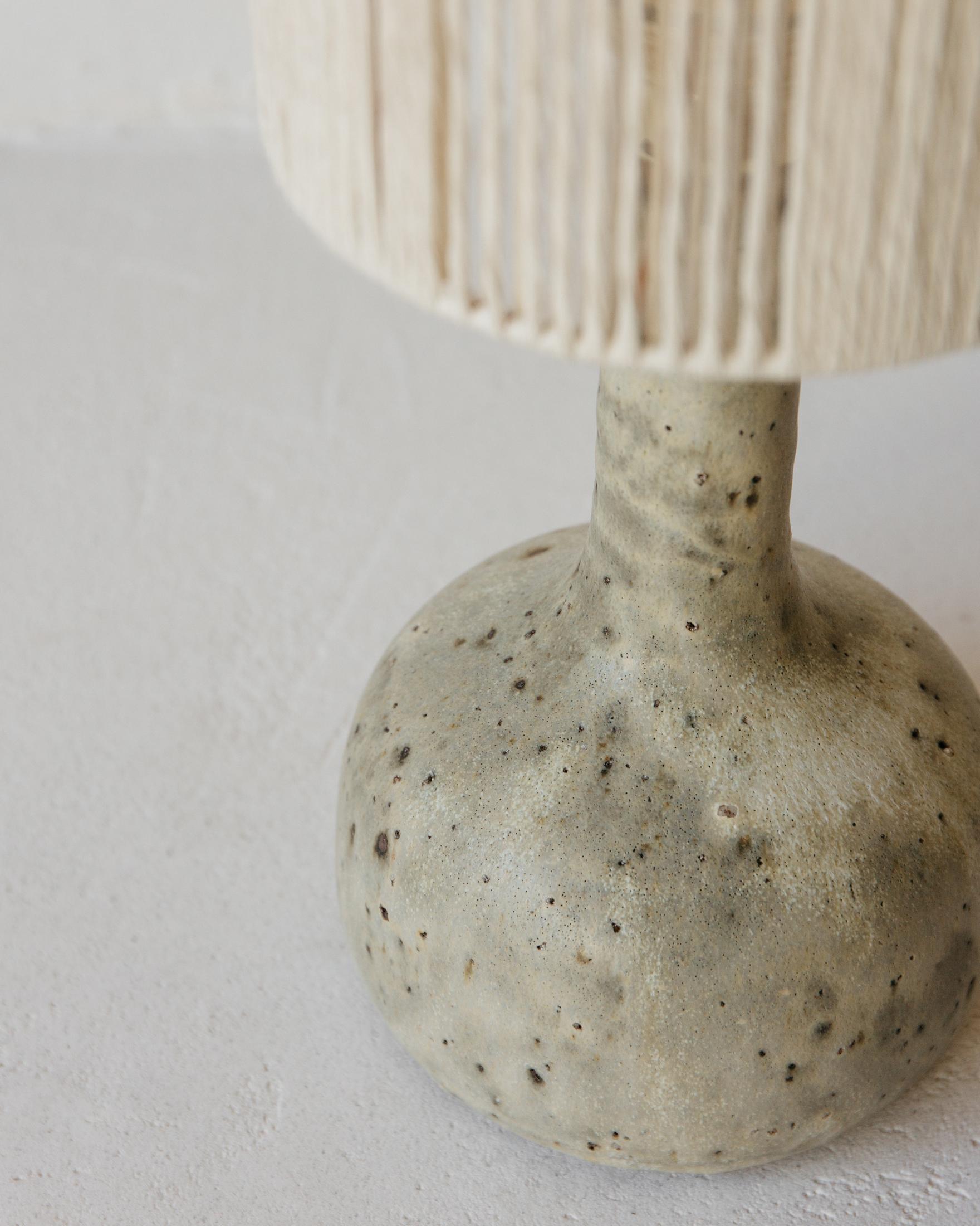 Other Lune Matte Speckled Grey Ceramic Table Lamp by Grès Éditions For Sale
