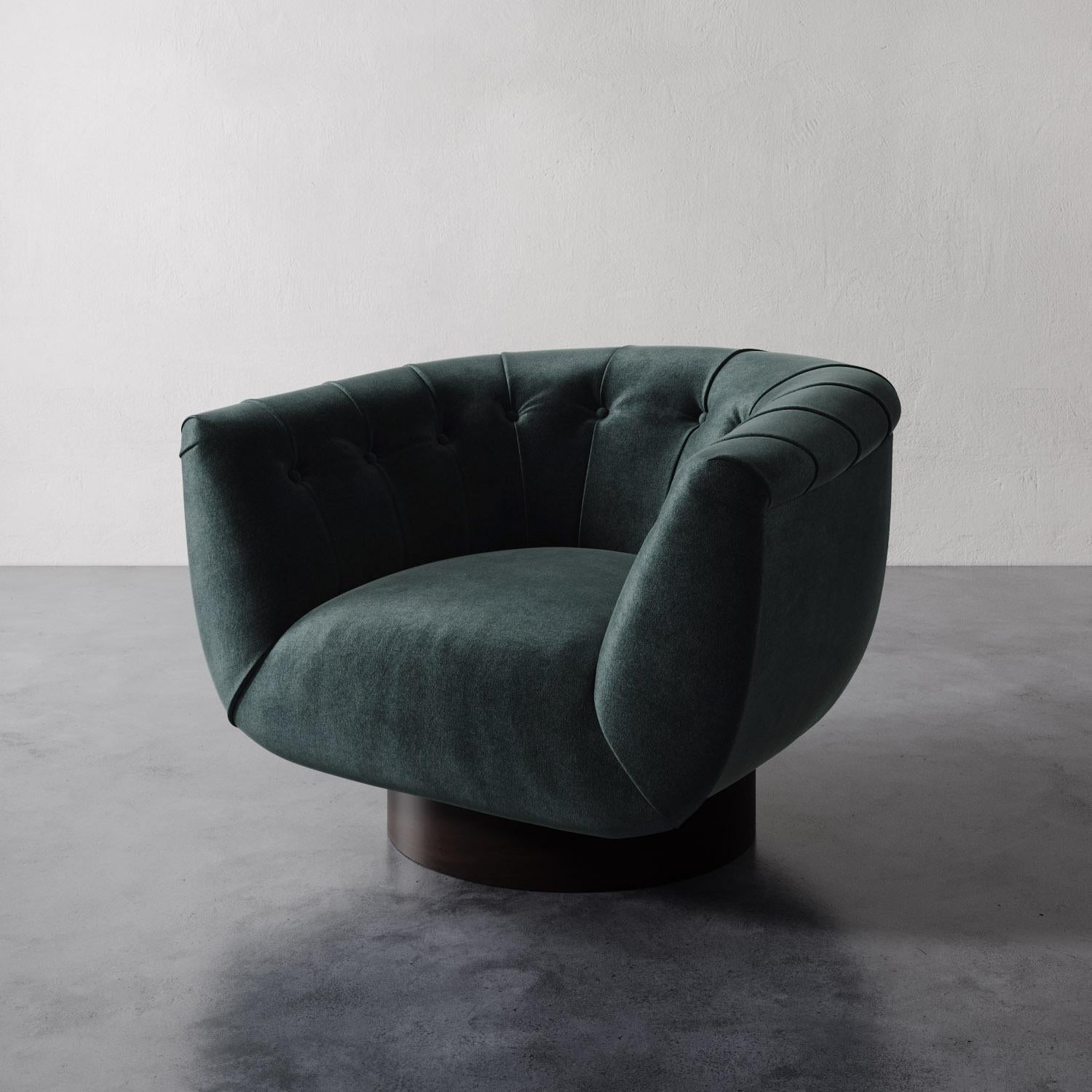 Américain Chaise pivotante Lune en velours Performance de Christiane Lemieux en vente