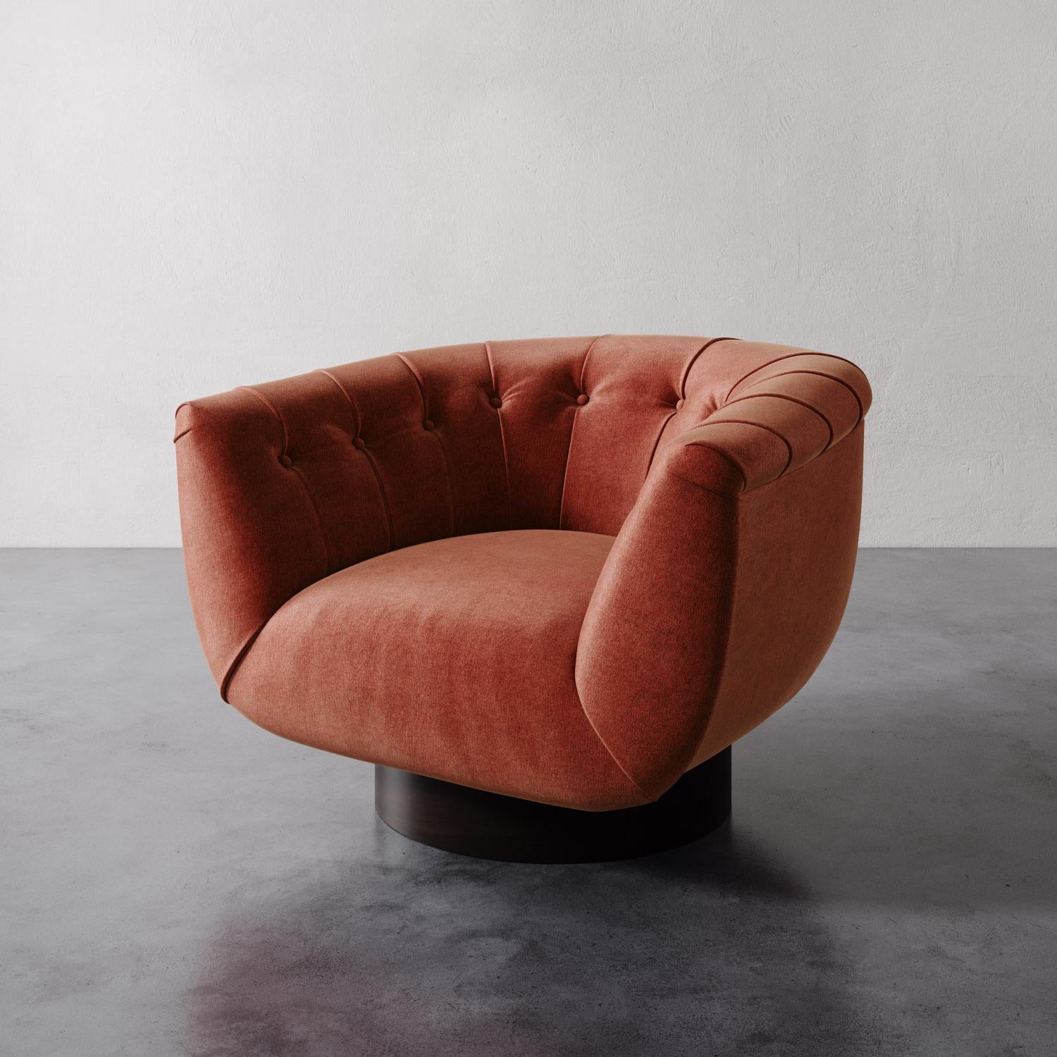 Chaise pivotante Lune en velours Performance de Christiane Lemieux en vente 1