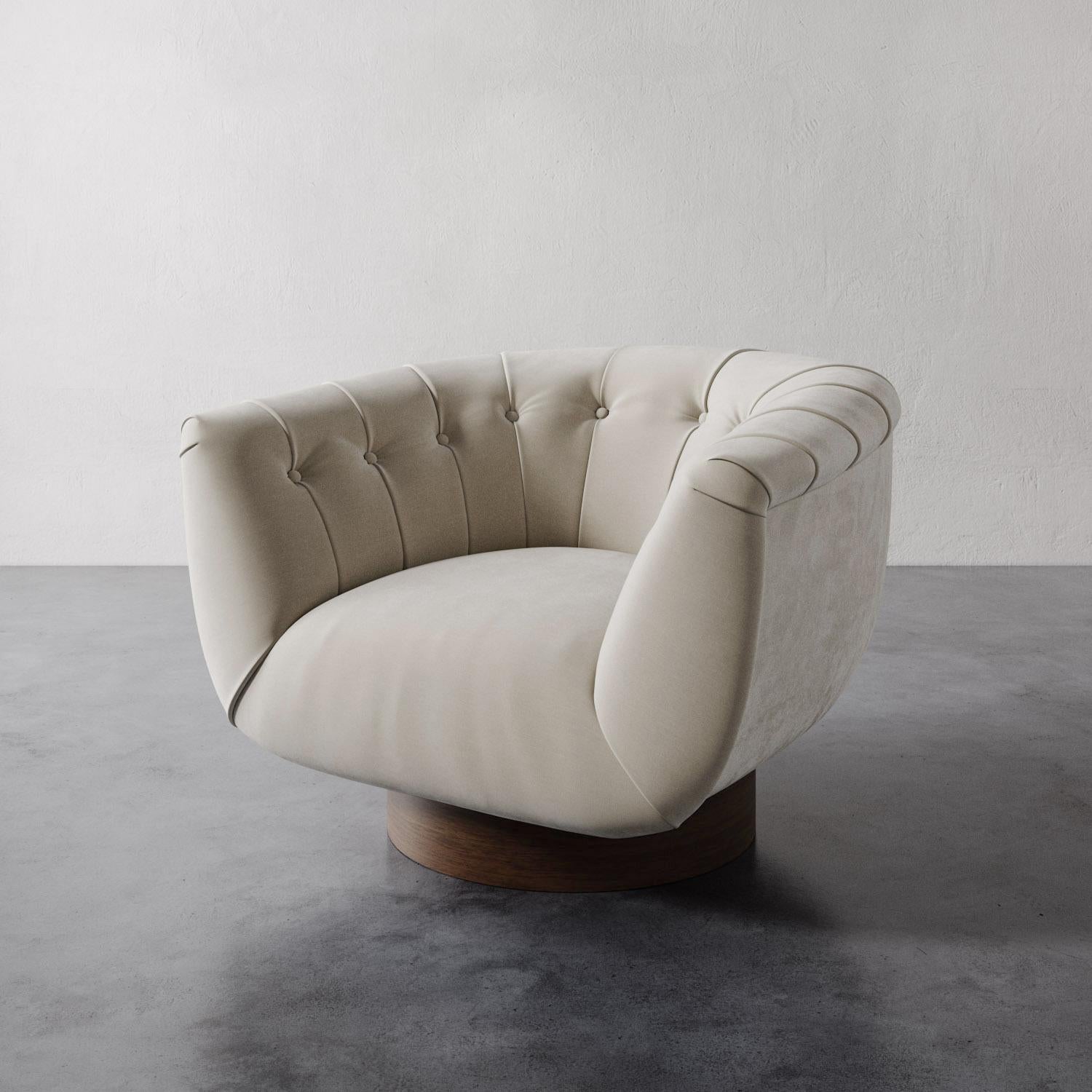 Silla giratoria Lune de terciopelo afelpado by Christiane Lemieux Estadounidense en venta