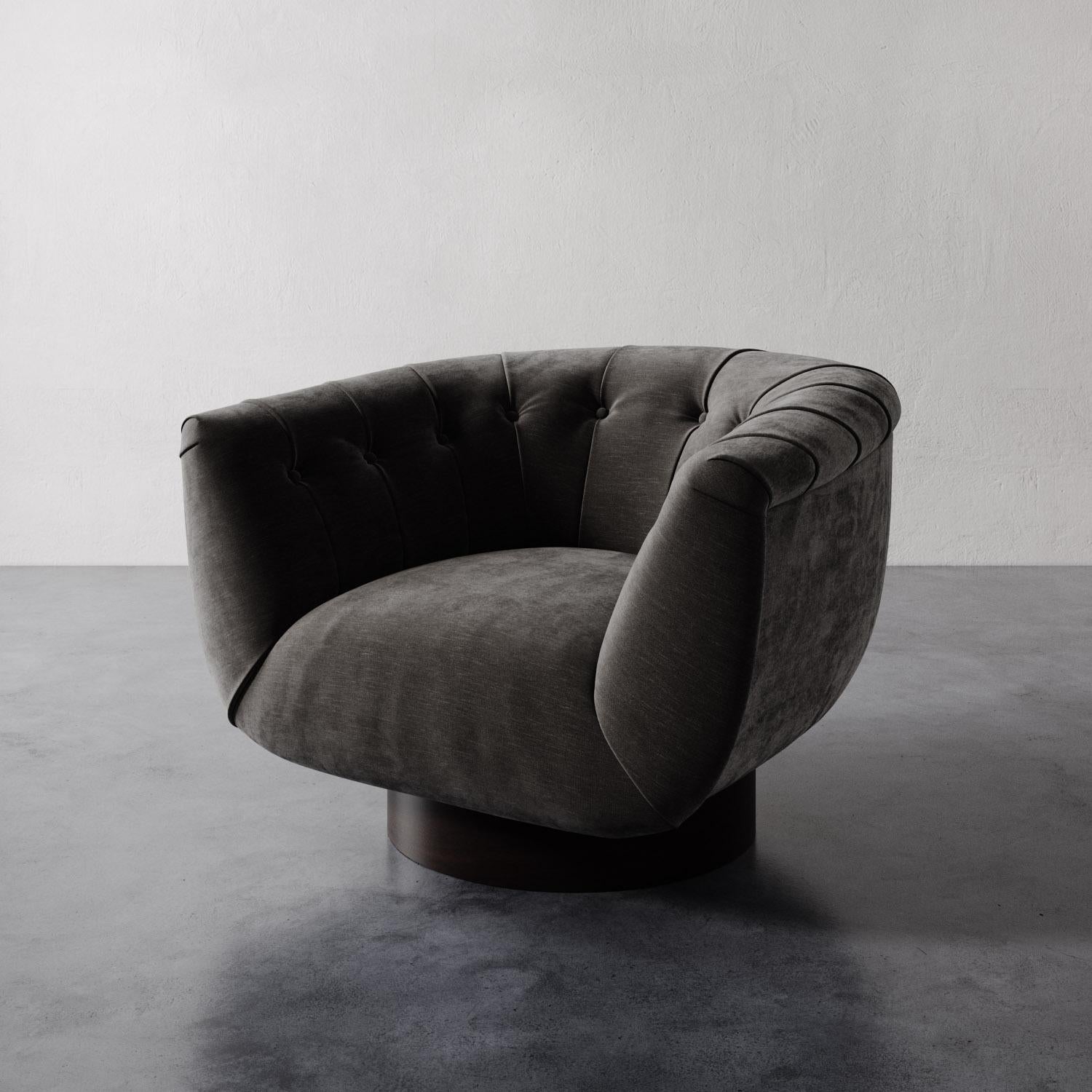 Lune Swivel Chair in Plush Velvet by Christiane Lemieux