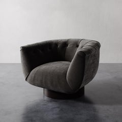 Lune Swivel Chair in Plush Velvet by Christiane Lemieux
