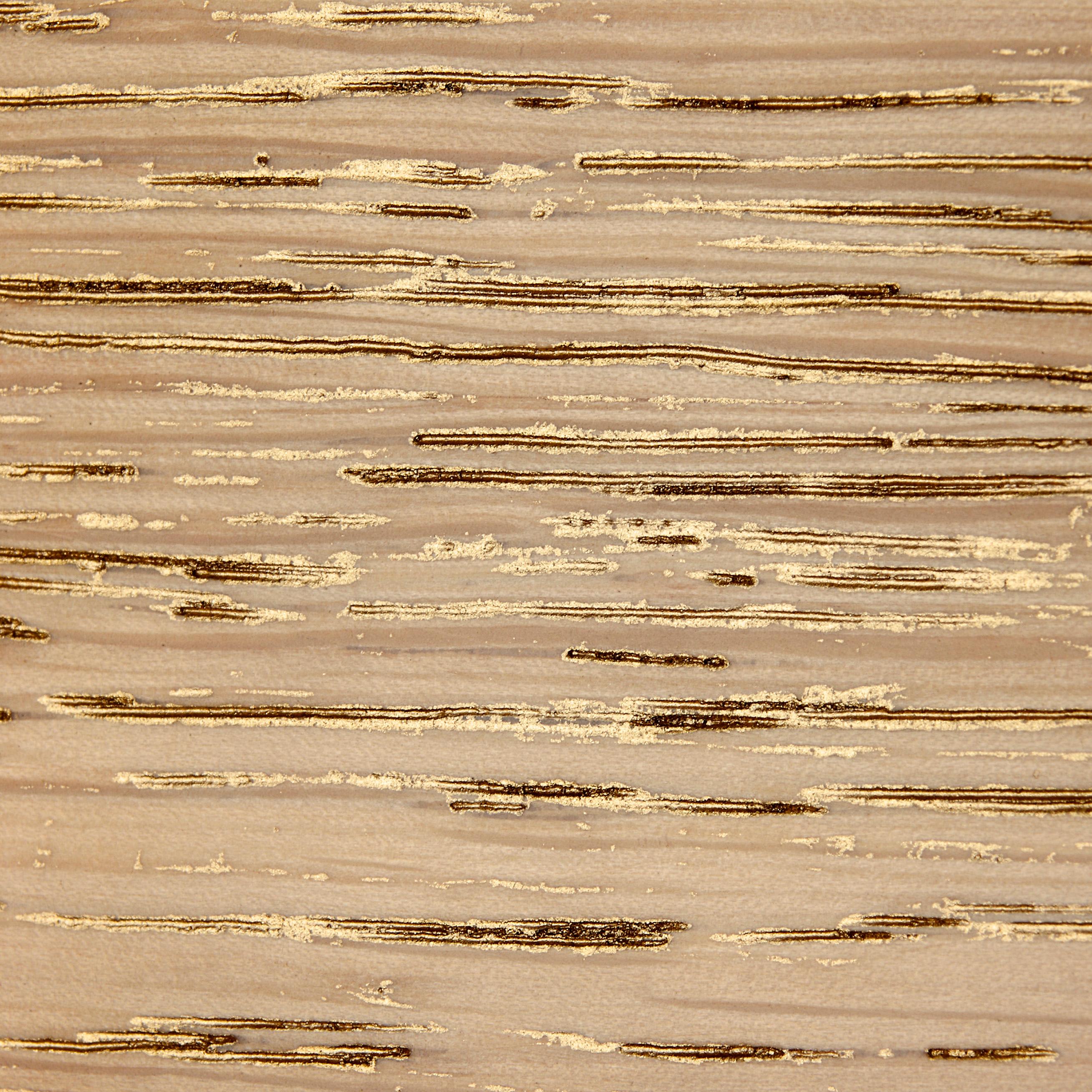 Portugais Table Lune, en chêne chaulé doré, détails en bronze et cuir, fabriquée à la main par Duistt