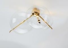 Lune Three lights Contemporary Ceiling Mount / Sconce Polished Brass Blown Glass