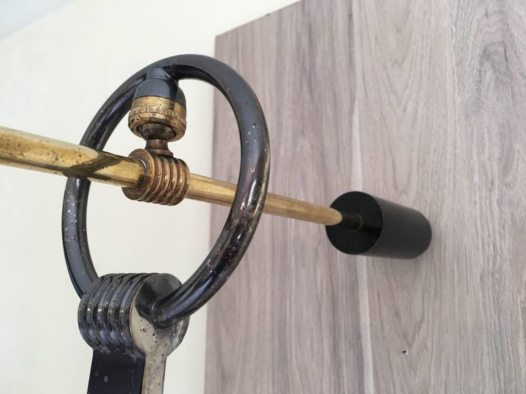 Lunel 1950s Large Swing Arm Counterbalance Wall Lamp, Gunmetal Patina