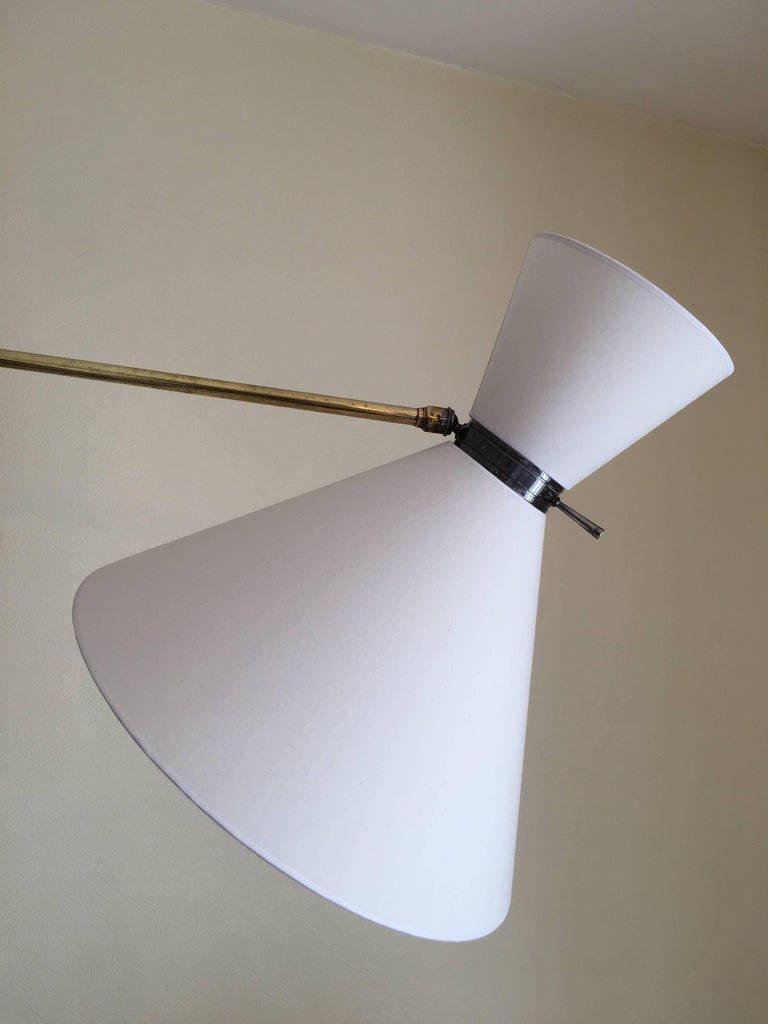 Lunel 1950s Large Swing Arm Counterbalance Wall Lamp, Gunmetal Patina