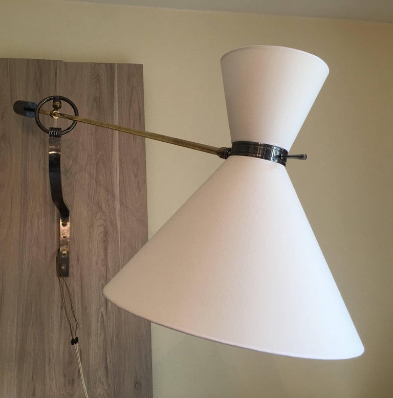 Lunel 1950s Large Swing Arm Counterbalance Wall Lamp, Gunmetal Patina
