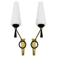 Lunel French Mid-Century Wall Sconces, Pair, 1950s