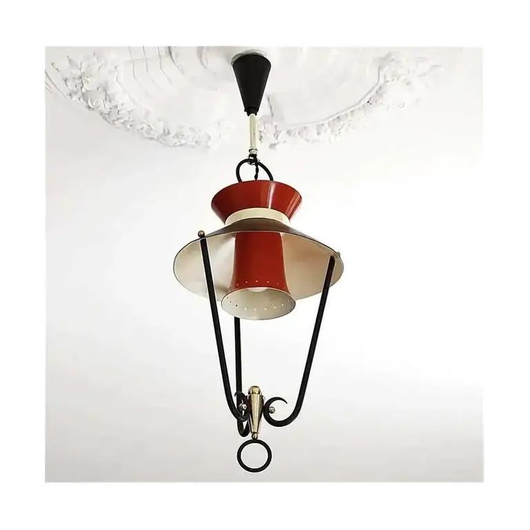 Metal Lunel French Midcentury Ceiling Light, 1950s For Sale