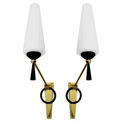 Lunel French Mid-Century Wall Sconces, Pair, 1950s
