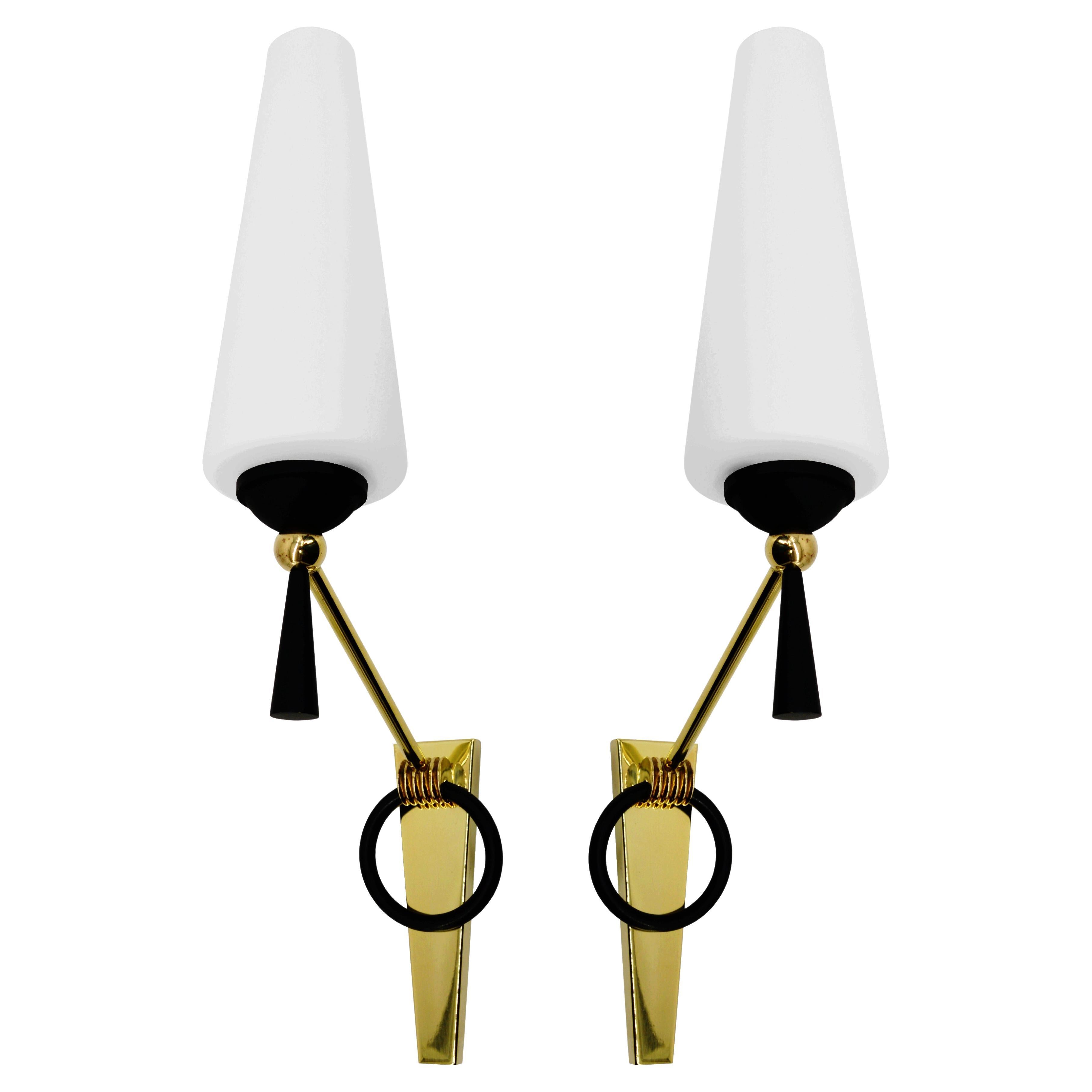 Lunel French Pair of Wall Sconces, 1950s