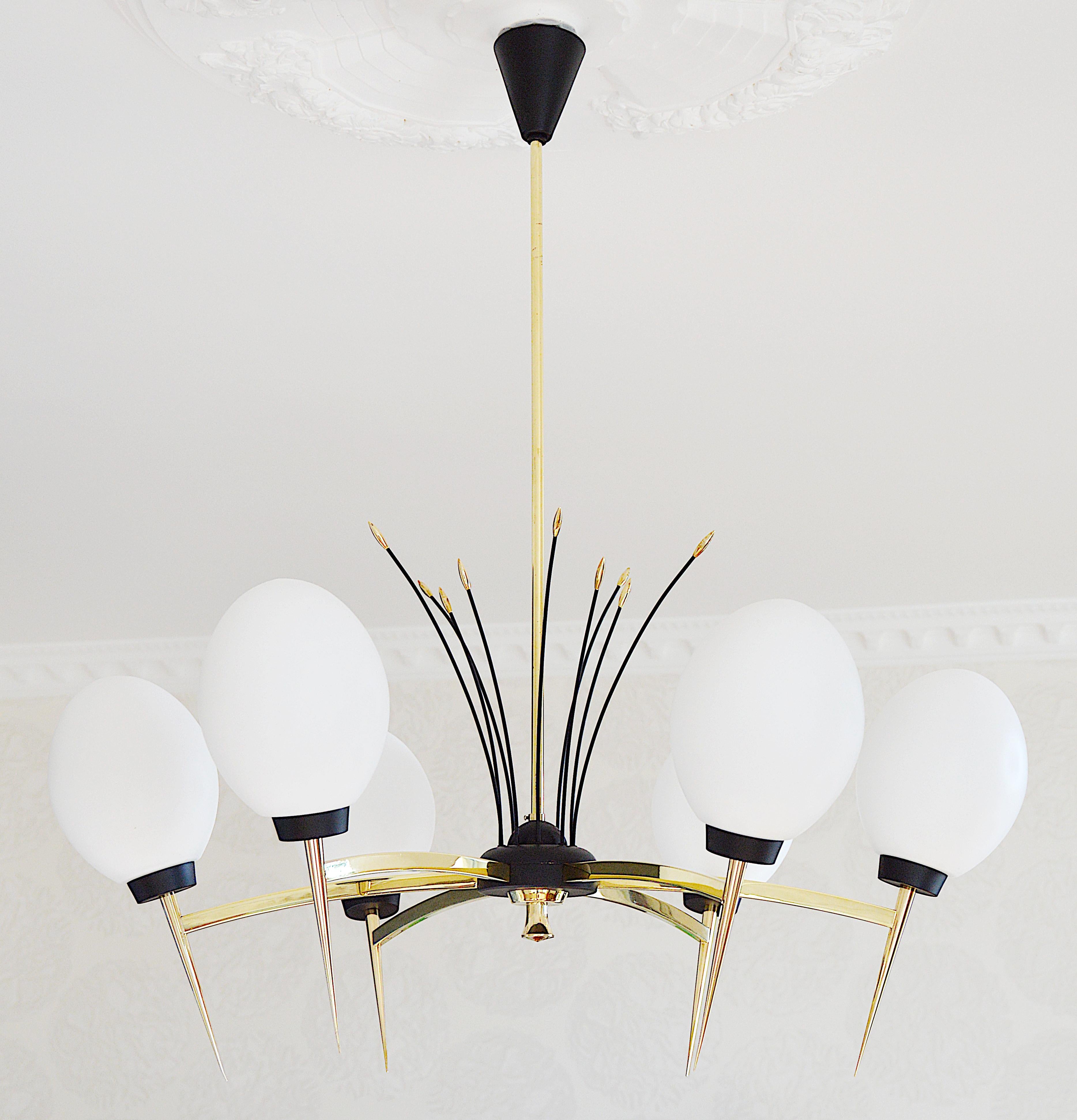 Mid-Century Modern Lunel Gorgeous French Midcentury Chandelier, 1950s For Sale