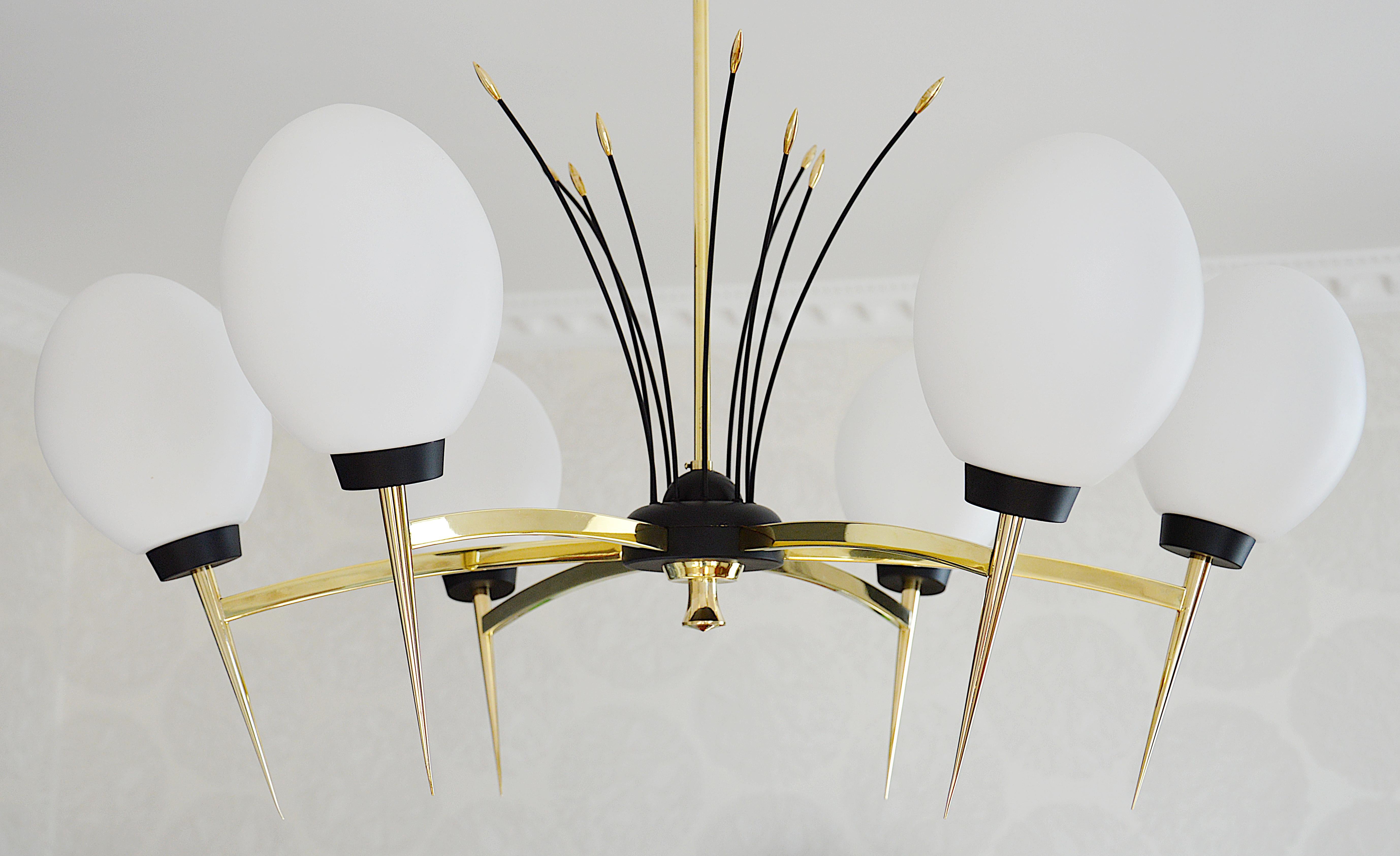 Métal Lustre Lunel Gorgeous French Midcentury, années 1950 en vente