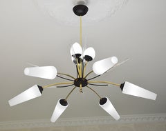 Lunel Large Mid-century 9 Lights Flower Chandelier, 1950s