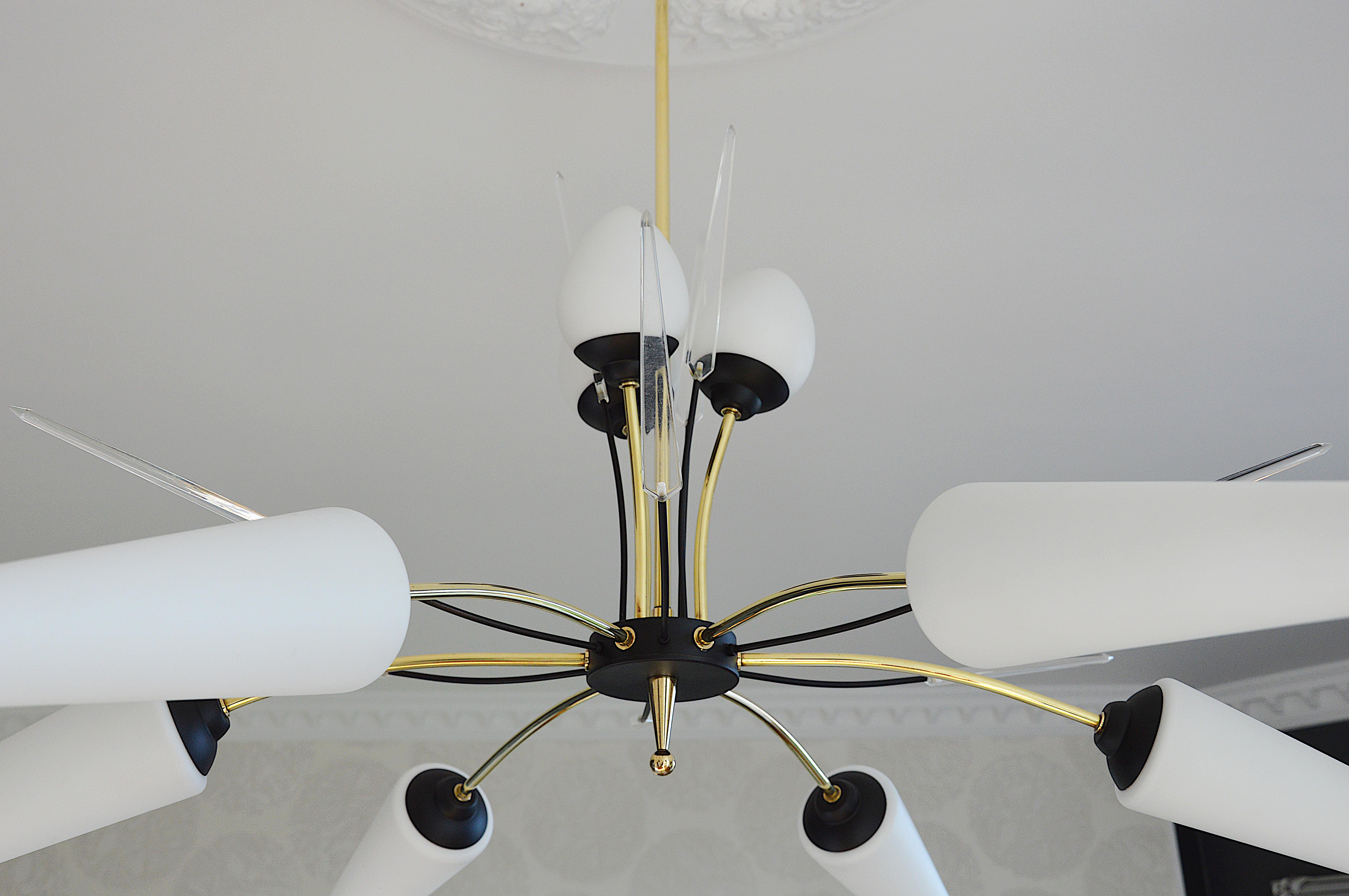 Mid-Century Modern Lustre à 9 lumières en forme de fleur, 1950s. en vente