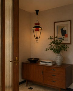 Lunel Plafonnier moderne du milieu du siècle, laiton et métal, France, années 1950