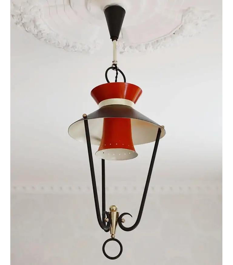 Metal Lunel Midcentury French Ceiling Light, 1950s For Sale