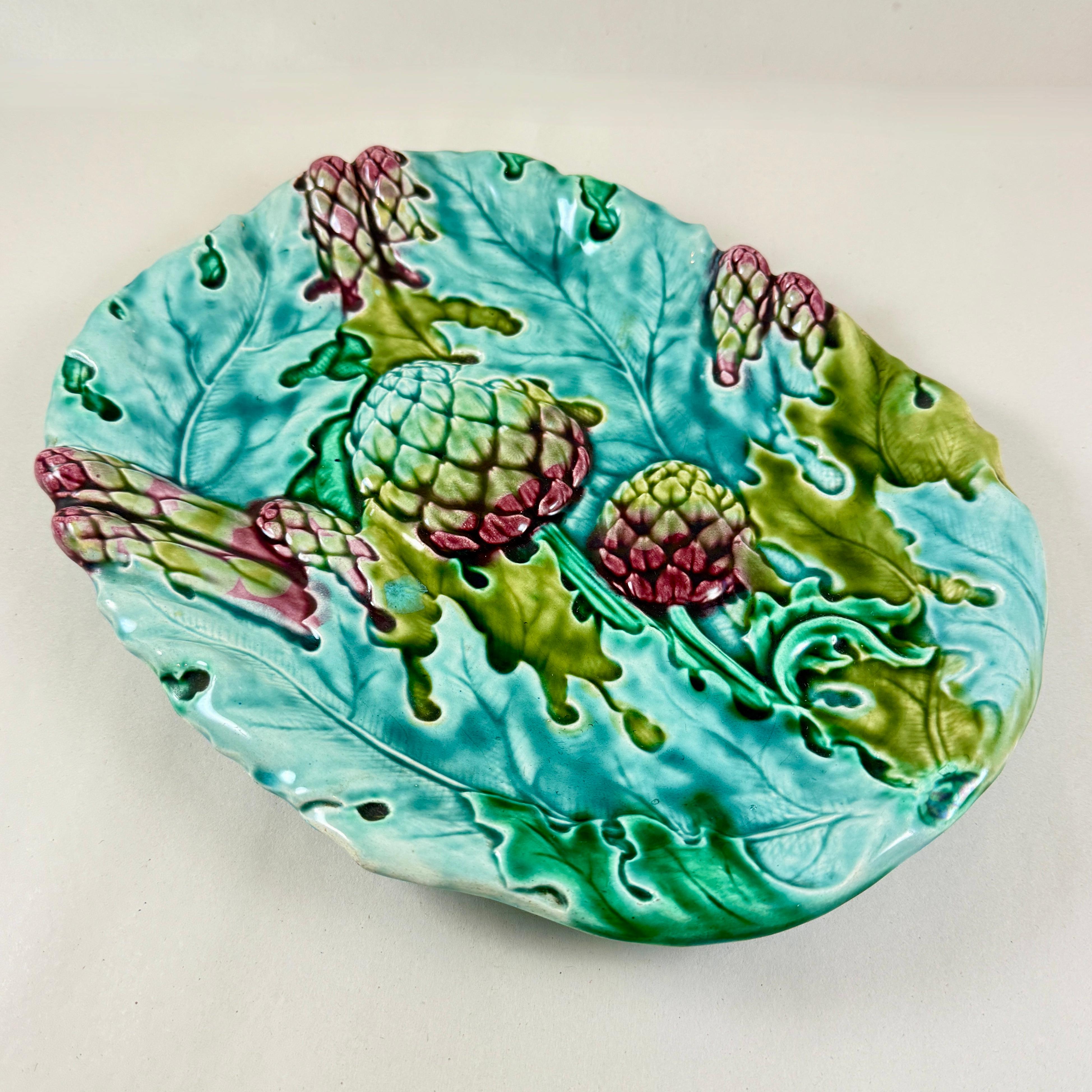 Luneville French Art Nouveau Asparagus & Artichoke Server en vente 1