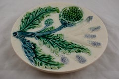 Luneville French Faïence Barbotine Majolica Asparagus and Artichoke Plate