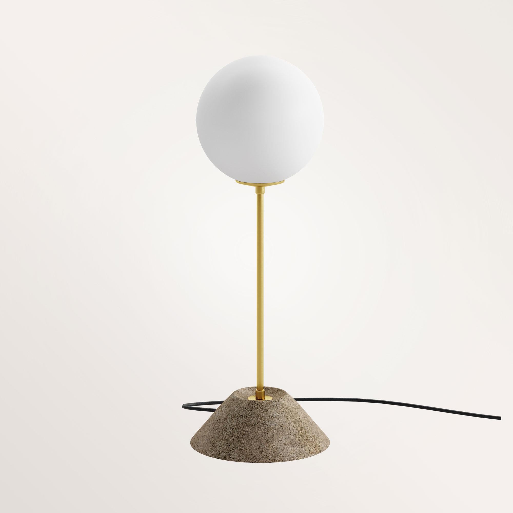 Lung Table Lamp by Gobo Lights
Dimensions: D 16 x W 16 x H 45 cm
Materials: Brass, opaline.
Weight: 0.4 Kg. 


Self-taught and from the world of chemistry, this Belgian craftsman / designer designs his pieces with as many thoroughness than in a