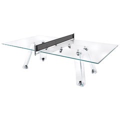 Lungolinea Black Chrome Edition Glass Ping Pong Table by Impatia