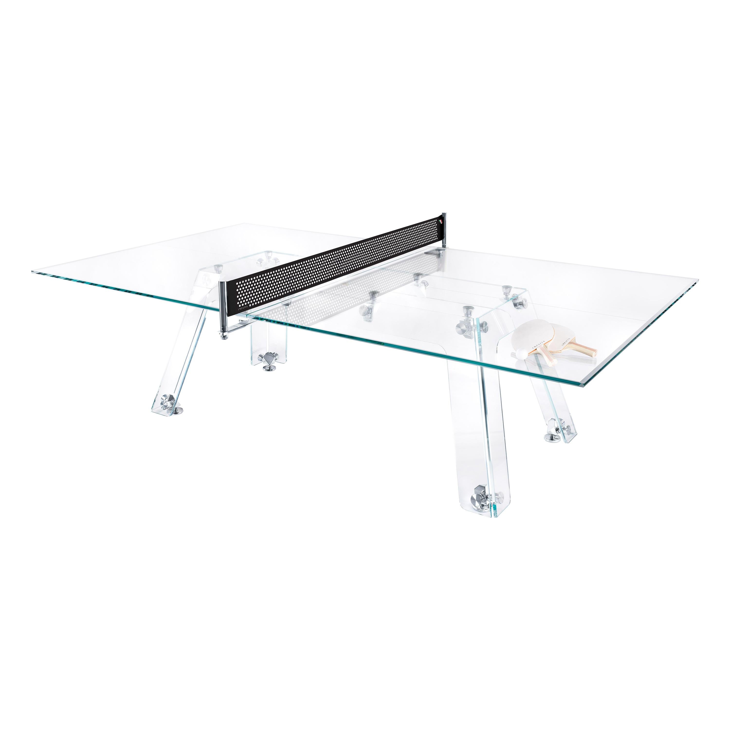 Modern Glass Ping Pong Table With Removable Net by Impatia