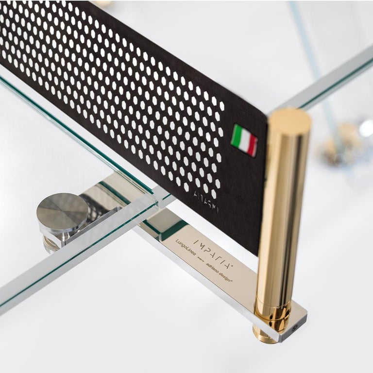 Modern All Glass Ping Pong Table with Gold Components by Impatia For