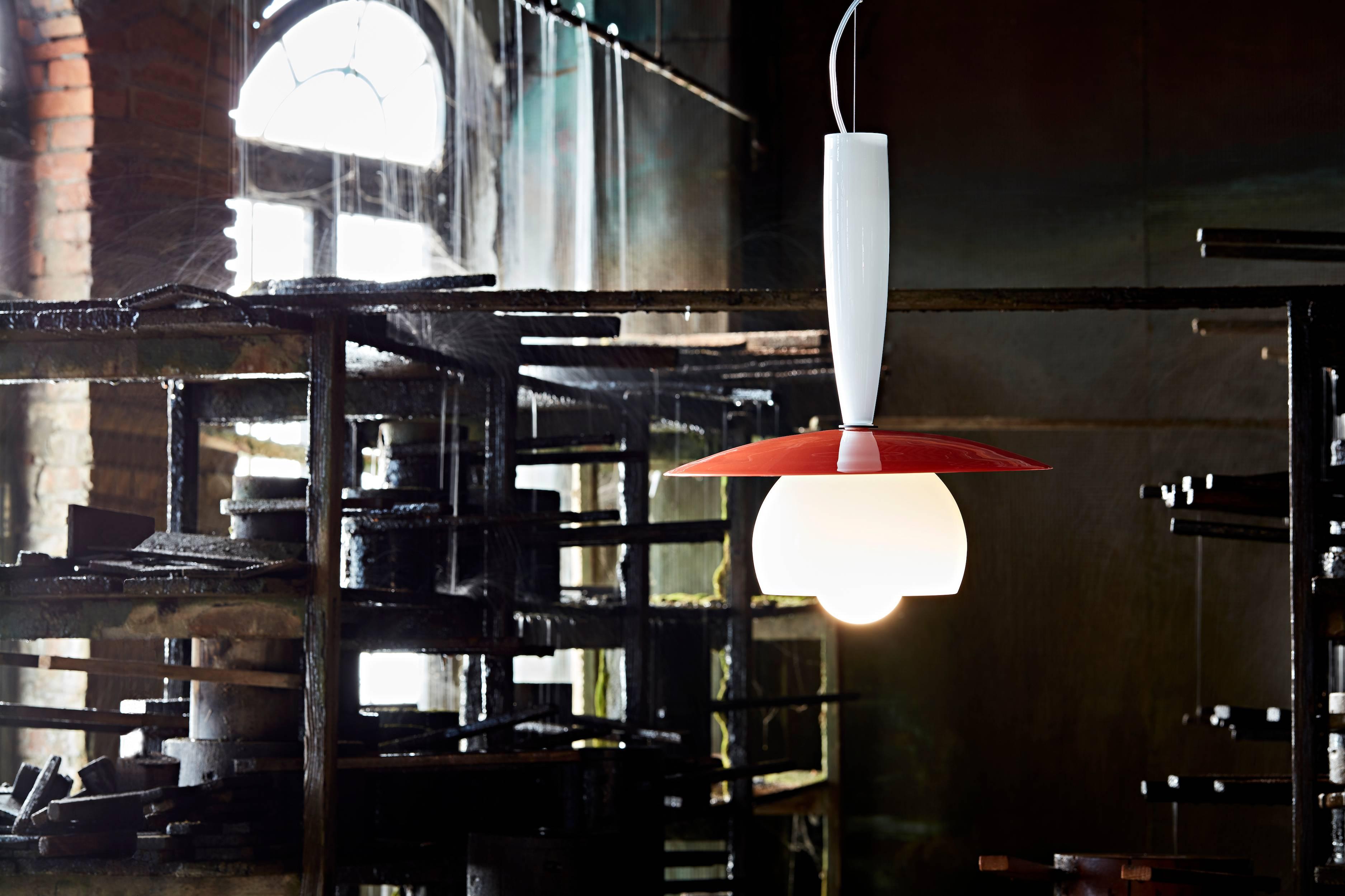 Modern Lungomare B Suspension Lamp in Green by Carlo Moretti For Sale
