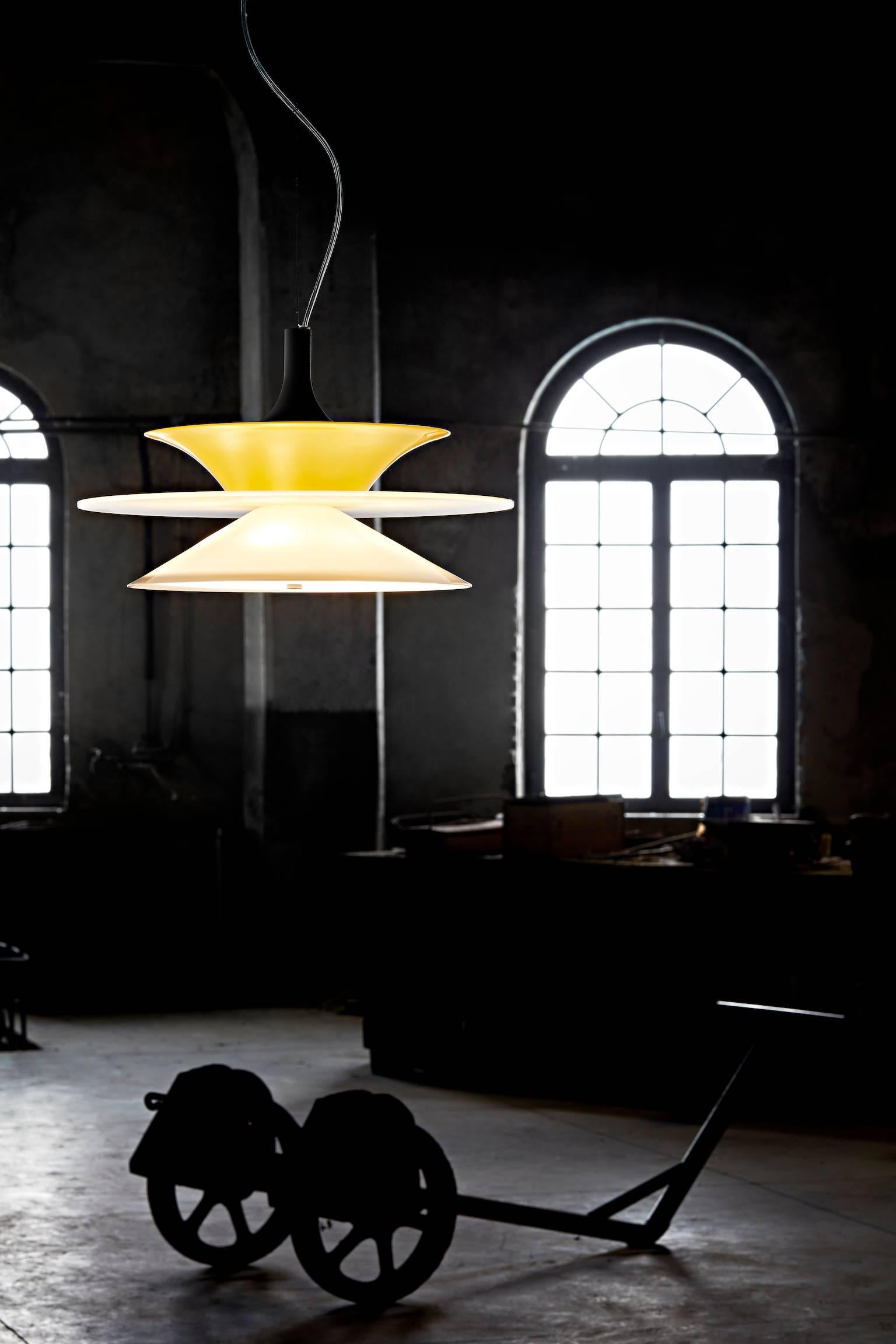 Modern Lungomare C Suspension Lamp in Orange by Carlo Moretti For Sale