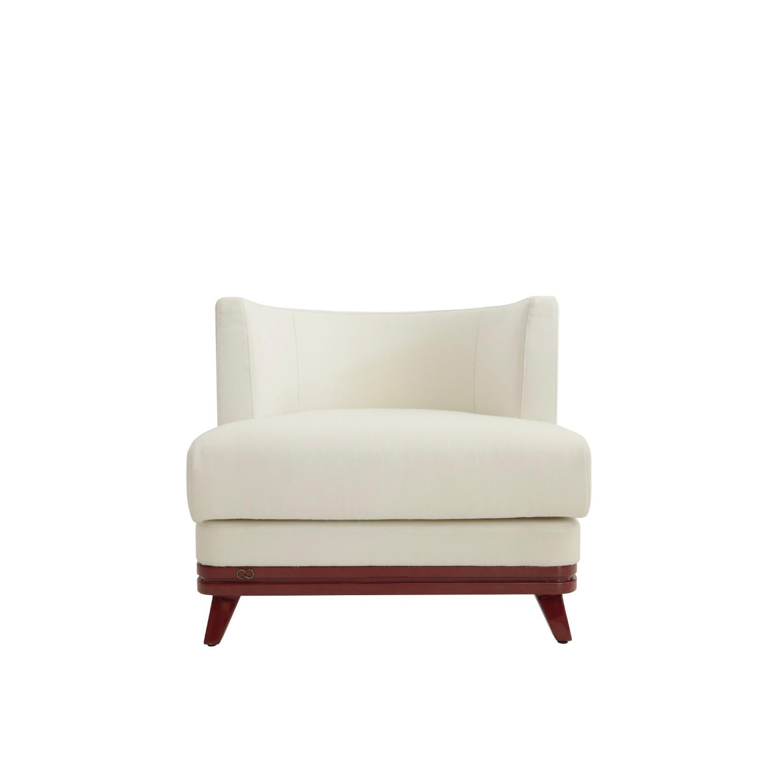 Sofá individual de ocio Lunisolar en madera lacada brillante y lana by Artempo