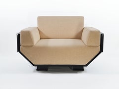 Lunisolar Single Seater Couch in Lacquered Wood, Shell and Wool by Artempo