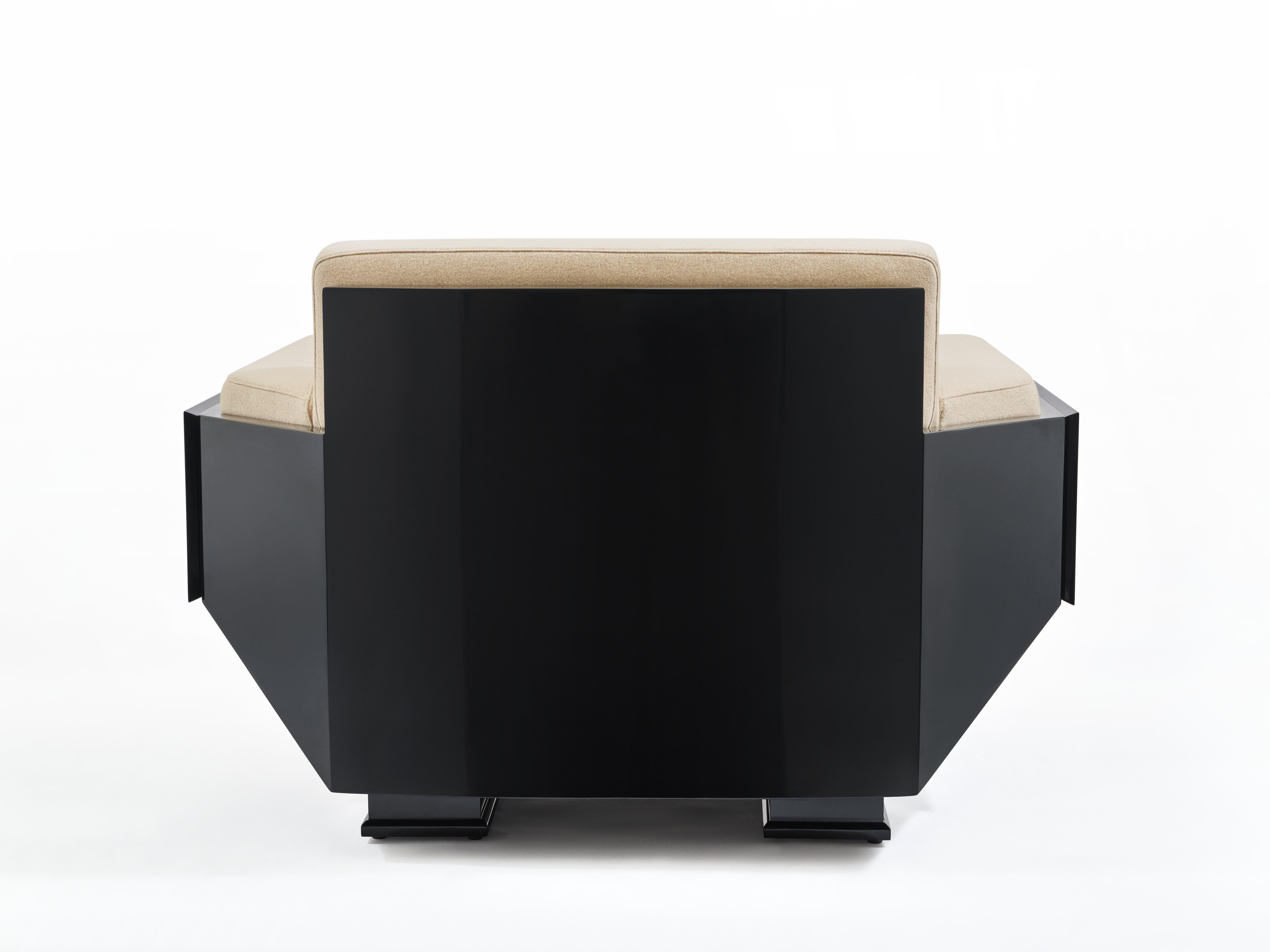 Sofá de una plaza Lunisolar de madera lacada, concha y lana by Artempo en venta 1