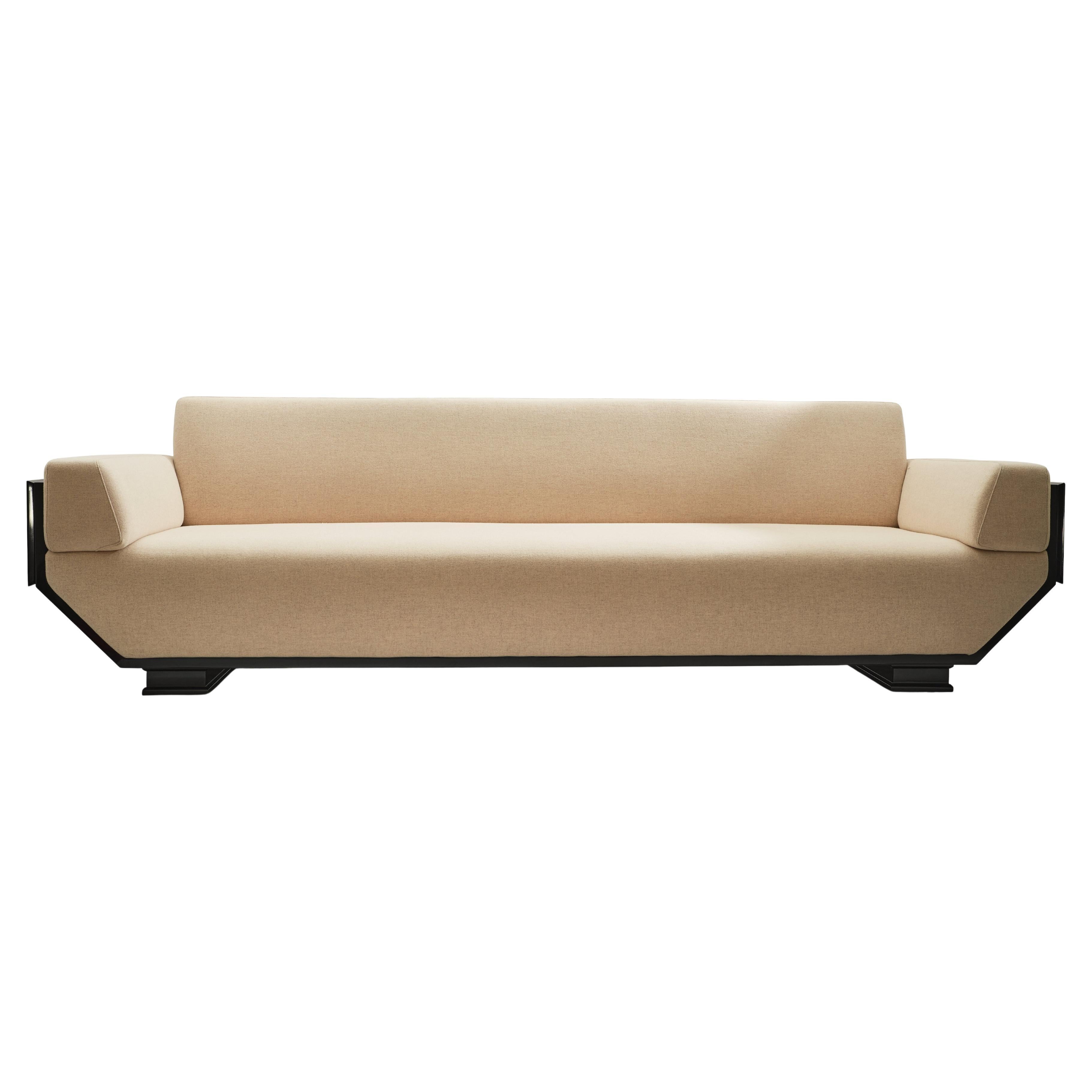 Canapé trois places Lunisolar en bois laqué, coquillage et Wood Wood par Artempo