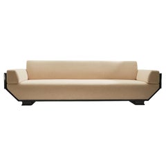 Lunisolar Three Seater Couch in Lacquered Wood, Shell and Wool by Artempo