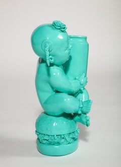Luo Brothers Chinese Lacquer Sculpture, Turquoise