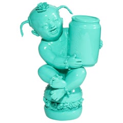 Luo Brothers Chinese Lacquer Sculpture, Turquoise