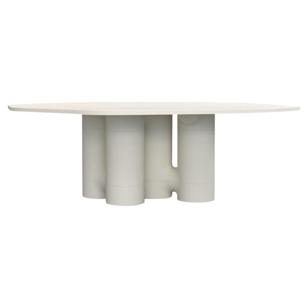 Moulded Mineral Natural White Table, 4 Joint Pieds by MANUFACTURE XXI